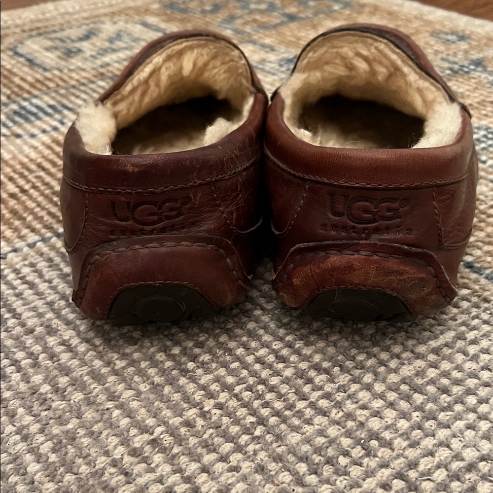 UGG Men's Dark Brown Leather Slip-Ons - Picture 3 of 5